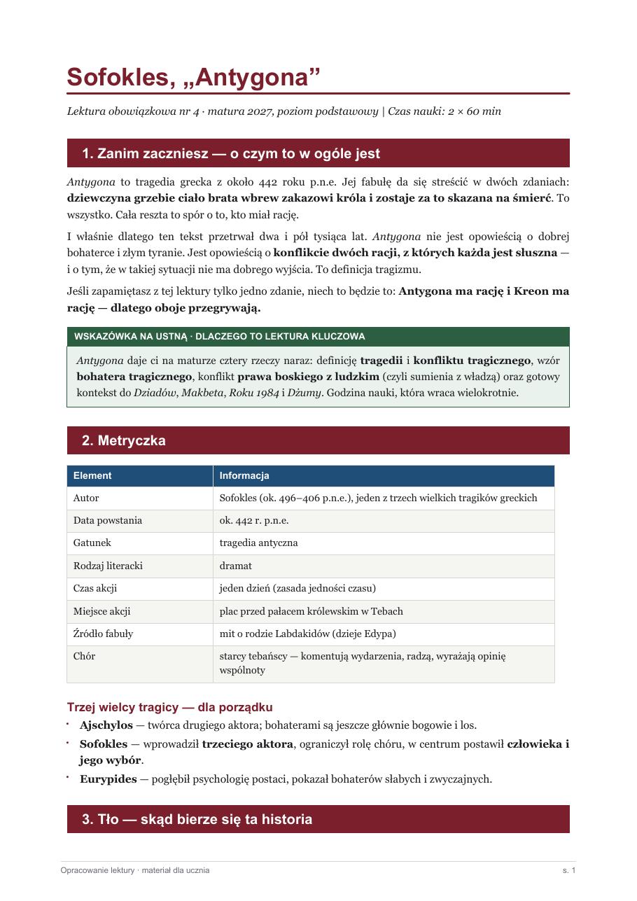 Opracowanie „Antygona” — strona 1